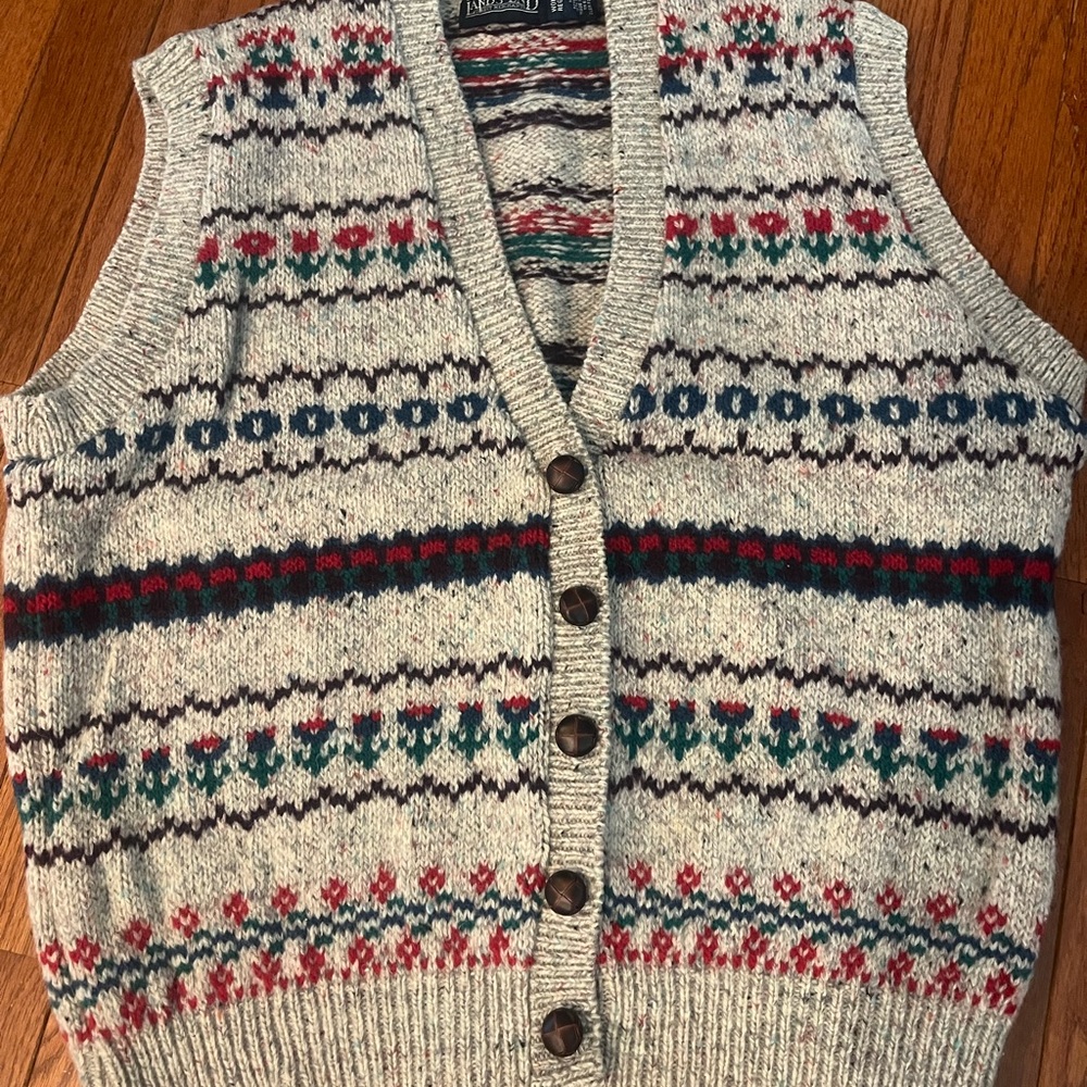 Lands' End Multicolor Knit Vest